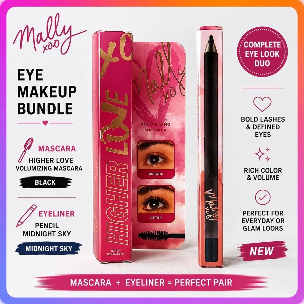 Mally Beauty Bundle Volumizing Mascara Black & Eyeliner Midnight Sky New